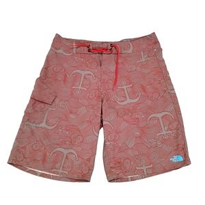 The North Face Swim Trunks Shorts 34 x 11 Maroon Anchors No‎ Lining Swim Surf